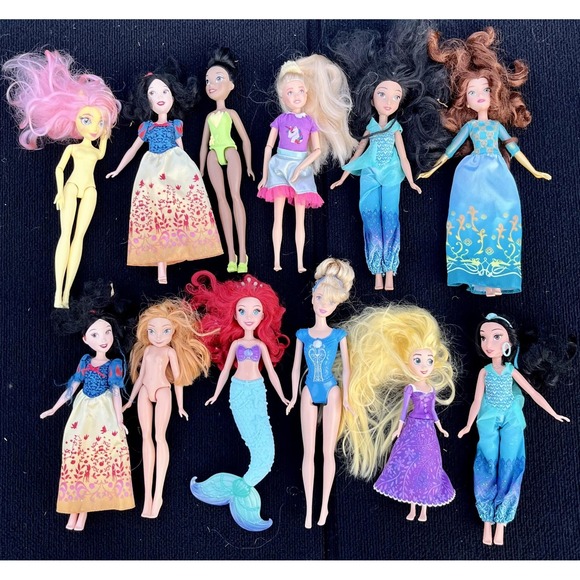Disney Other - Disney Princess Dolls Bundle Ariel Rapunzel Jasmine Moana Cinderella Belle Lot o